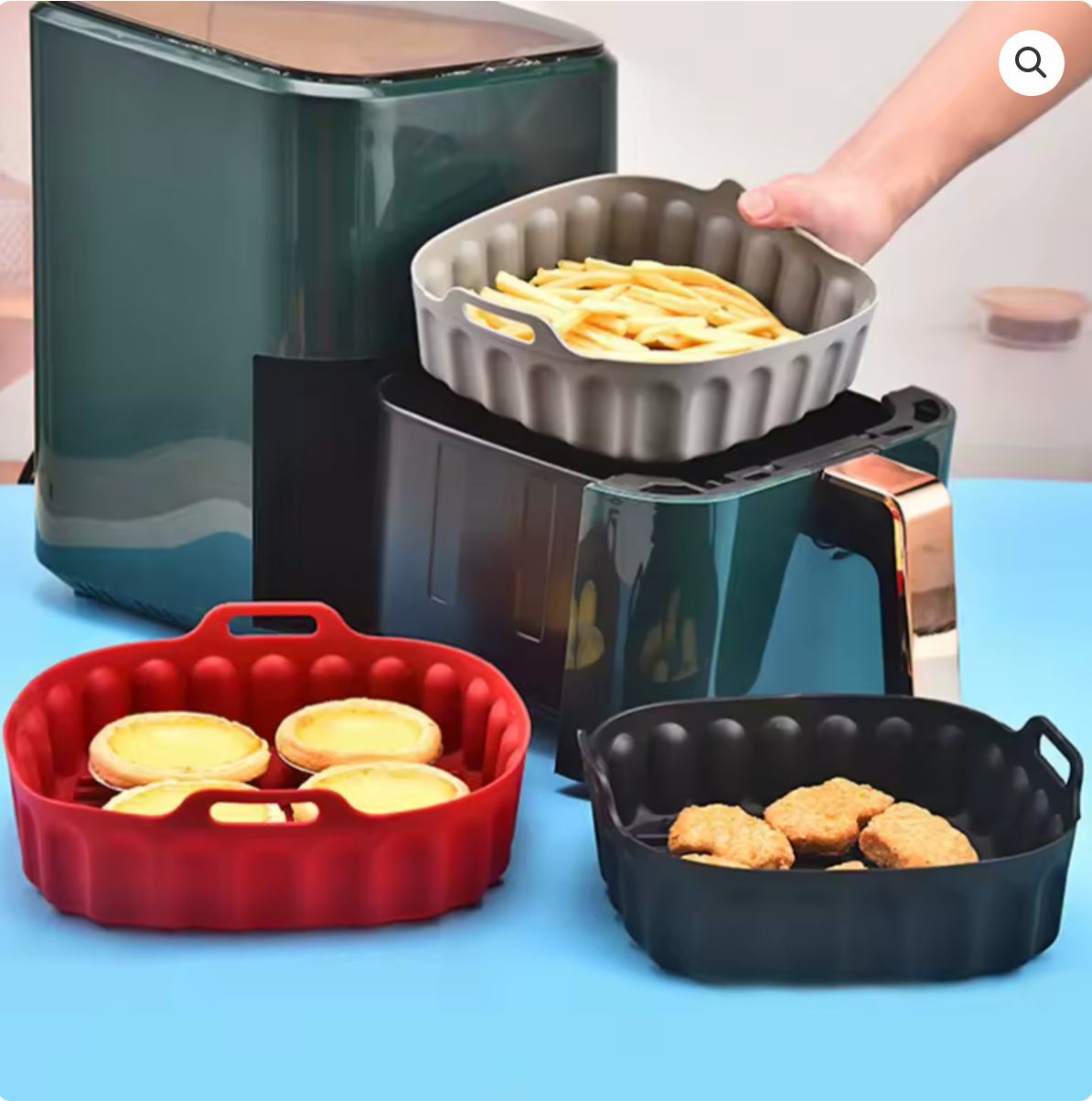 ثلاث قطع سيليكون للمقلاة الهوائية قابل لإعادة الاستخدام